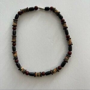 Multicolor Unisex Beaded Necklace Brown and Green